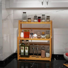 Best 3 tier spice rack kitchen bathroom countertop storage organizer rack bamboo spice bottle jars rack holder with adjustable shelf 100 natrual bamboo