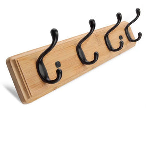ANNSY Cool Coat Rack Natural Bamboo Hook Racks Wall Mounted Heavy Duty Hanger for Home and Office (Natural) 4 Hooks