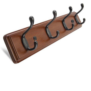 ANNSY Cool Coat Rack Natural Bamboo Hook Racks Wall Mounted Heavy Duty Hanger Hook Rack for Home and Office (Brown) 4 Hooks