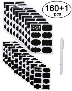 160 PCS Chalkboard Labels, Sackorange Pantry Stickers for JARS,Mason, Spice, Glass and Canisters, Large Reusable Waterproof Blackboard Vinyl Set, Dishwasher Safe with White Chalk Marker