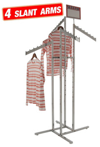 Save econoco chrome 4 way clothing rack 4 slant adjustable height arms square tubing perfect for clothing store display