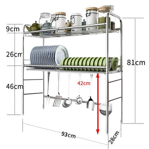 Online shopping dish rack over sink stainless steel 2 tier dish drying rack with drain board kitchen shelves free standing rack 5 size 93cm 28cm 81m