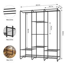 Buy langria large free standing closet garment rack made of sturdy iron with spacious storage space 8 shelves clothes hanging rods heavy duty clothes organizer for bedroom entryway black