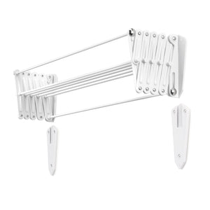 Explore polder retractable folding clothes dryer wall mountable 7 rods expand and contract for air drying includes 2 sets of mounting brackets for multi room set up white