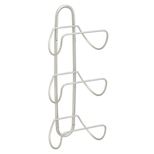 Save mdesign modern decorative metal 3 level wall mount towel rack holder and organizer for storage of bathroom towels washcloths hand towels 2 pack satin
