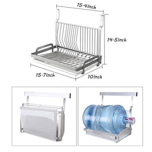 Kitchen ctystallove foldable stainless steel dish drying rack with drainboard wall mounted metal mesh storage organizer holder