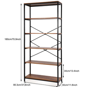 Storage organizer dtemple 5 tier wooden free standing bookshelf multifunctional storage rack vintage industrial style bookcase book organizer display shelf for home and office balcony study room livingroom