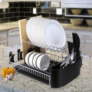 Amazon best alvorog 2 tier dish drying rack large capacity dish holder rack microfiber mat included fully customizable kitchen organizer with removable drainboard cutlery cup holder