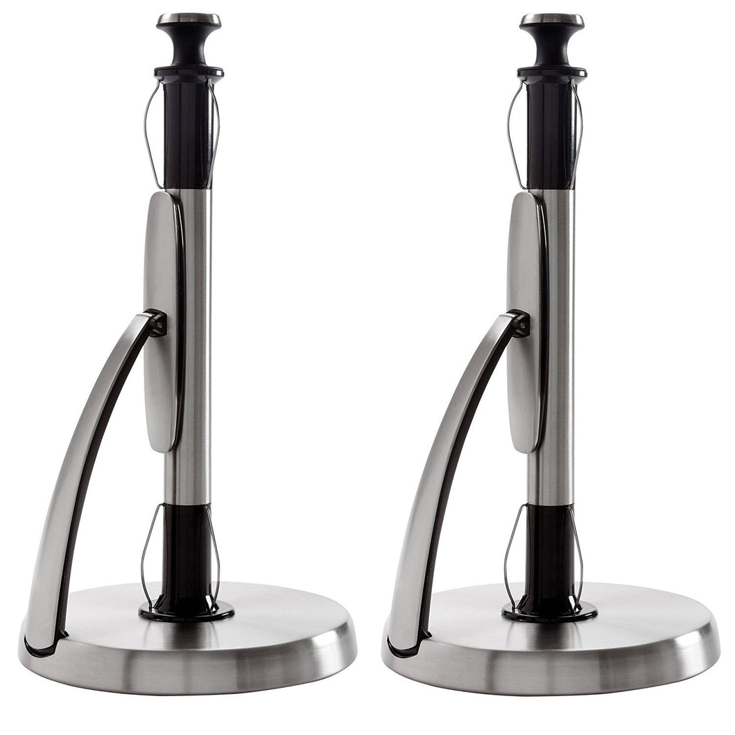 OXO Good Grips SimplyTear Standing Paper Towel Holder, Brushed Stainless Steel (2 Pack)