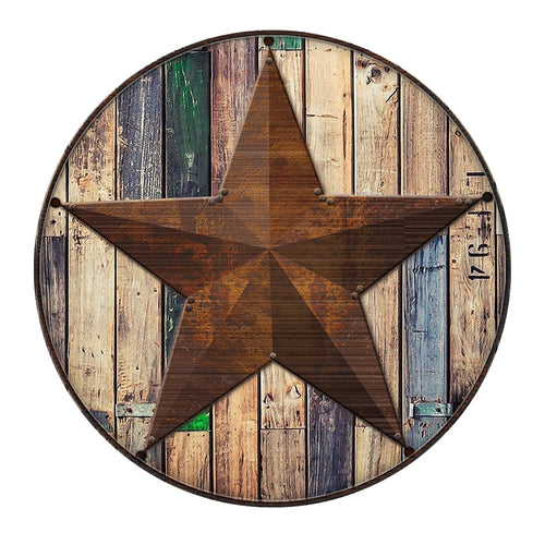Uphome 2-Feet Round Star Bathroom Rug, Vintage Retro Nautical Brown Non-Slip Microfiber Soft Absorbent Kitchen Floor Bath Mat Carpet