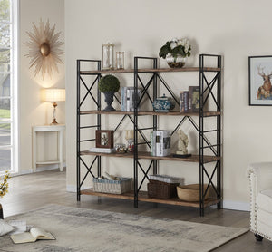 Try homissue 4 shelf industrial double bookcase and book shelves storage rack display stand etagere bookshelf with open 8 shelf retro brown 64 2 inch height