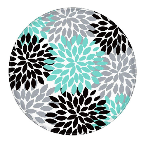 Uphome Palm Tree Leaves Pattern Flannel Microfiber Bathroom Shower Accent Rug - Non-Slip Soft Absorbent Bathroom Kitchen Floor Mat Carpet (2 FT Round)