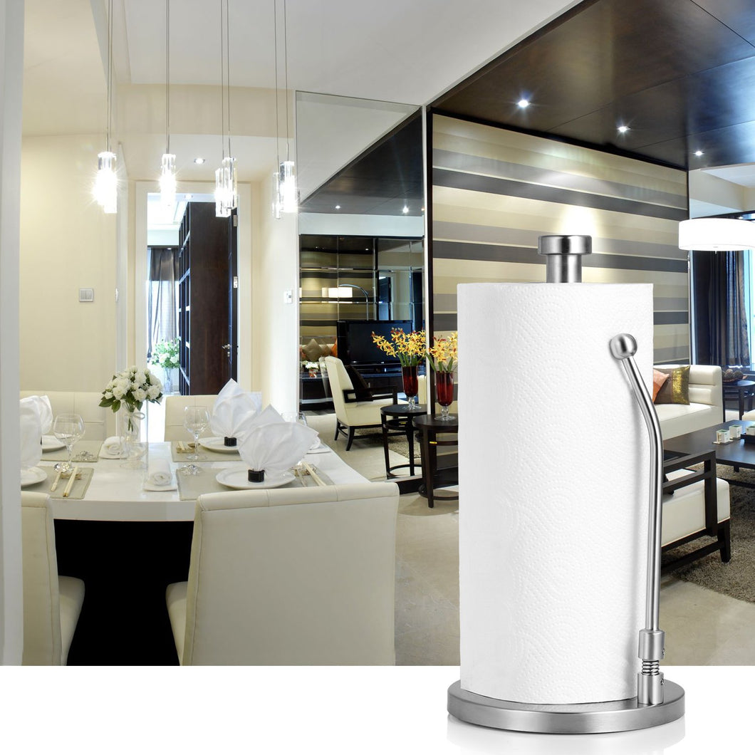 Paper Towel Holder Stand, Adoric Stainless Steel Paper Towel Holder Rack, Tissue Holder Stand for Kitchen, Bedroom, Bathroom Countertop, Easy to Tear
