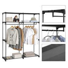 Purchase songmics closet storage organizer portable wardrobe with hanging rods clothes rack foldable cloakroom study stable 55 1 x 16 9 x 68 5 inches gray uryg02gy
