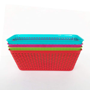 Amazon small colorful plastic baskets rectangle tray pantry organization and storage kitchen cabinet spice rack food shelf organizer organizing for desks drawers weave deep closets lockers