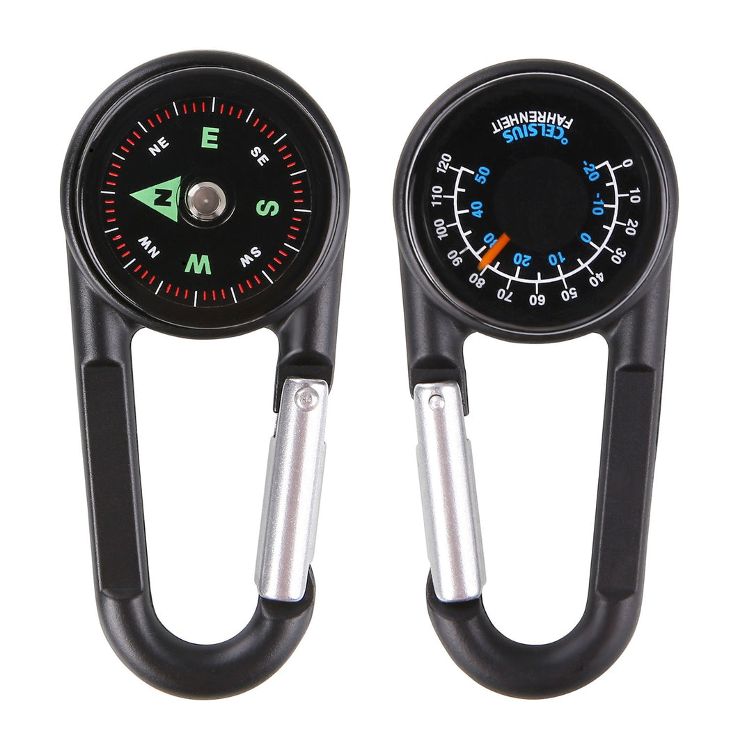LSD Multifunctional Metal Carabiners Clip Hook Mini Compass 3 in 1 Derection Guiding Thermometer Keyring Keychains For Outdoor Sport Hiking Camping Hunting