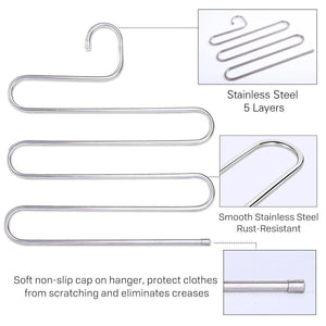 Shop 8 pack multi pants hangers rack for closet organization star fly stainless steel s shape 5 layer clothes hangers for space saving storage 1