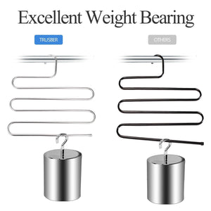 Amazon trusber stainless steel pants hangers s shape metal clothes racks with 5 layers for closet organization space saving for pants jeans trousers scarfs durable and no distortion silver pack of 4