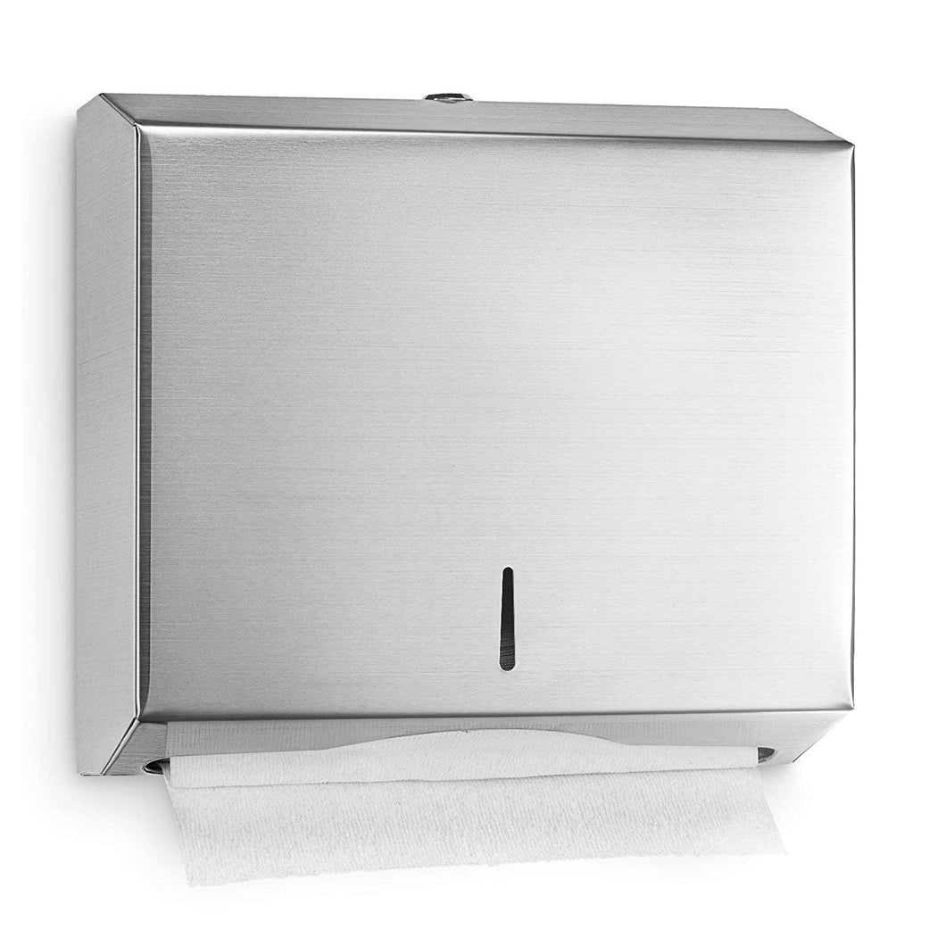 Alpine Industries C-Fold/Multifold Paper Towel Dispenser - Brushed Stainless Steel - 290 C-Fold Or 380 Multifold Towels