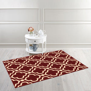 Kapaqua Rubber Backed 22" x 48" Small Runner Rug RED Moroccan Trellis Non-Slip Kitchen Bathroom Entryway Hallway 2x4
