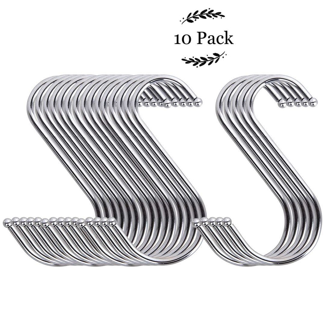 Donuts Round S Hooks Heavy Duty Stainless Steel Kitchen Pot Racks Hook 10 Pack -Fit for Pots Utensils Plants Clothes Towels Pans Cups Jewelry Glasses-M