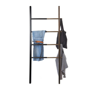 Results umbra hub ladder adjustable clothing rack for bedroom or freestanding towel rack for bathroom expands from 16 to 24 inches with 4 notched hooks black walnut