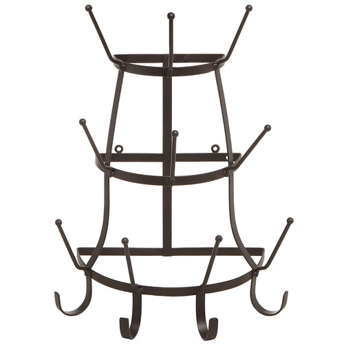 Vintage Rustic Brown Metal Wall Mounted 14 Hook Bottle & Mug Storage Organizer Tree Drying Rack - MyGiftÂ®
