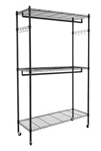 Kitchen hindom free standing closet garment rack with wheels and side hooks 3 tiers large size heavy duty rolling clothes rack closet storage organizer us stock