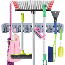 Products joshnese mop broom holder broom hanger with 5 positions and 6 hooks wall mounted broom organizer home tools storage rack for kitchen garden and garage