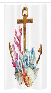 Ambesonne Anchor Stall Shower Curtain, Anchor with Corals Seaweed Nature Deep Sea Underwater Life Diving Enjoyment, Fabric Bathroom Decor Set with Hooks, 36" X 72", Caramel Multicolor