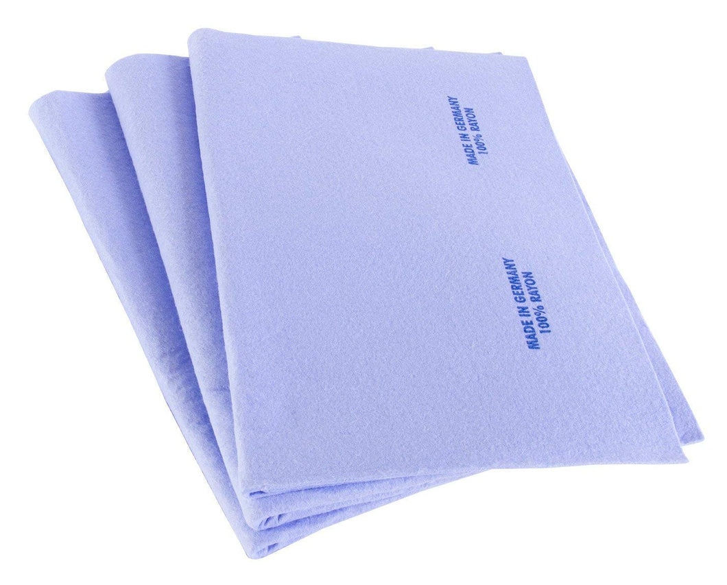 3pk Original German Shammy Towels Super Absorbent Chamois Cloths Large Size 20x27 Inch For Home Kitchen Bathroom Car Pet Stains (Blue)