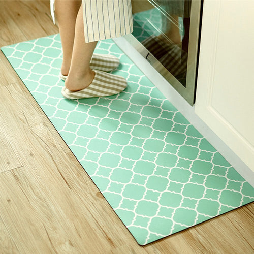 Ustide Mint Green Geometry Design Kitchen Rug Runner,Non-slip Oil Proof Rug For Kitchen/Bedroom/Entryway,17.7x59