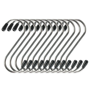 fani 12 Pack S Shaped Stainless Steel Hook Small Hanging Hooks Heavy Duty Hangers for Kitchen, Bathroom, Bedroom and Office