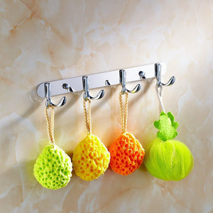 HiendureÂ® Wall Mounted Stainless Steel Coat and Robe Hook Rail Bathroom Towel Rack Storage Organizer Hanger 4 Hooks