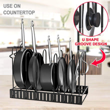 New pot rack organizers g ting 8 tiers pots and pans organizer adjustable pot lid holders pan rack for kitchen counter and cabinet lid organizer for pots and pans with 3 diy methods2019 upgraded