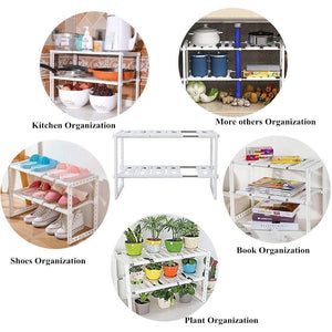 Products under sink organizer 2 tier expandable kitchen bathroom pantry storage shelf multi functional adjustable under kitchen sink organization storage rack heavy duty white