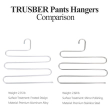 Amazon best trusber stainless steel pants hangers s shape metal clothes racks with 5 layers for closet organization space saving for pants jeans trousers scarfs durable and no distortion silver pack of 4