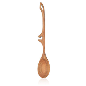 Jonathan's Family Spoons 11-Inch Lazy Spoon With Spoon Rest Notch, Handmade Cherry Wooden Spoon Kitchen Utensil for Cooking, Mixing and Serving