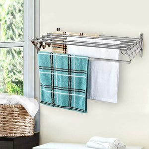 Online shopping merya folding clothes drying rack wall mount retractable 304 stainless steel laundry drying rack bathroom towel rack with hooks rustproof space saving clothes hanger rack for indoor outdoor use