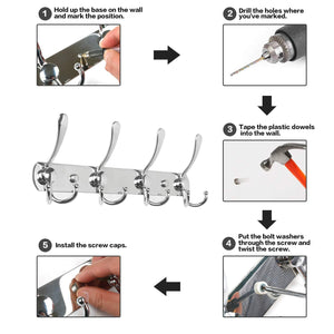 Featured baoef coat hat hook metal robe rail rack towel hanger with flared tri hook colset organizer for home entryway office keys scarf jacket backpack wall mounted silver 2 packs