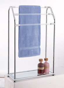 Get organize it all 3 bar bathroom towel drying rack holder with shelf chrome