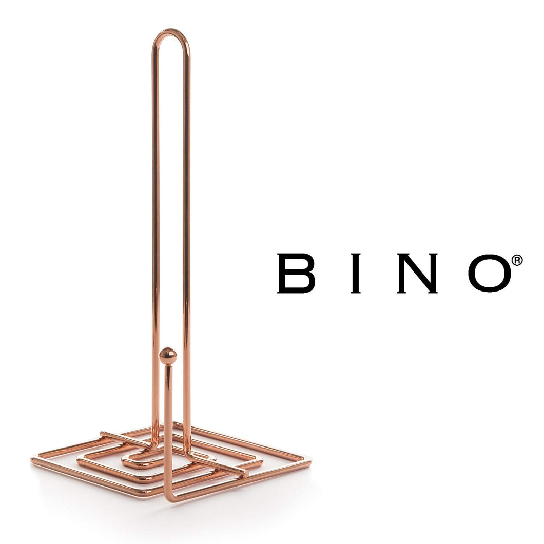 BINO 'Metro' Paper Towel Holder, Rose Gold - Free Standing Decorative Easy Tear Kitchen Paper Towel Roll Dispenser