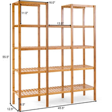 Kitchen costway bamboo utility shelf bathroom rack plant display stand 5 tier storage organizer rack cube w several cell closet storage cabinet 12 pots