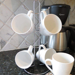 Great evelots cup mug rack holder chrome metal holds 6 mugs or 50 bracelets necklaces
