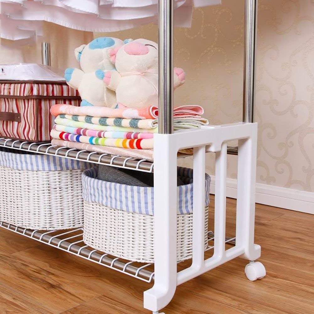 Exclusive xqy drying rack hangers airer clothes stainless steel double lever floorstanding telescopic drying rack indoor balcony hanging clothes double layer shelf clothes rack