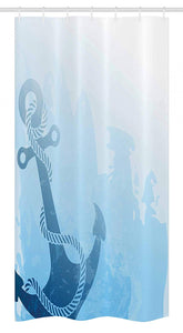 Ambesonne Nautical Stall Shower Curtain, Monochrome Anchor Illustration Deep Down in The Sea Bottom Be Strong and Stable, Fabric Bathroom Decor Set with Hooks, 36" X 72", Light Blue