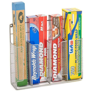 The best ezoware silver finish wall door mount kitchen wrap organizer silver rack for food storage bags aluminum foil wax paper sandwich bags plastic wrap