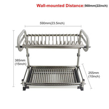 Great probrico 2 tier stainless steel dish drying dryer rack 590mm23 5 drainer plate bowl storage organizer holder wall mounted distance 560mm22