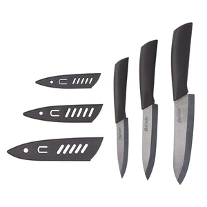 Coiwin Kitchen Cutlery Black Ceramic Knife Set With Sheaths - Super Sharp & Rust Proof & Stain Resistant ( 6" Chef Knife, 5" Utility Knife, 4" Fruit Knife )