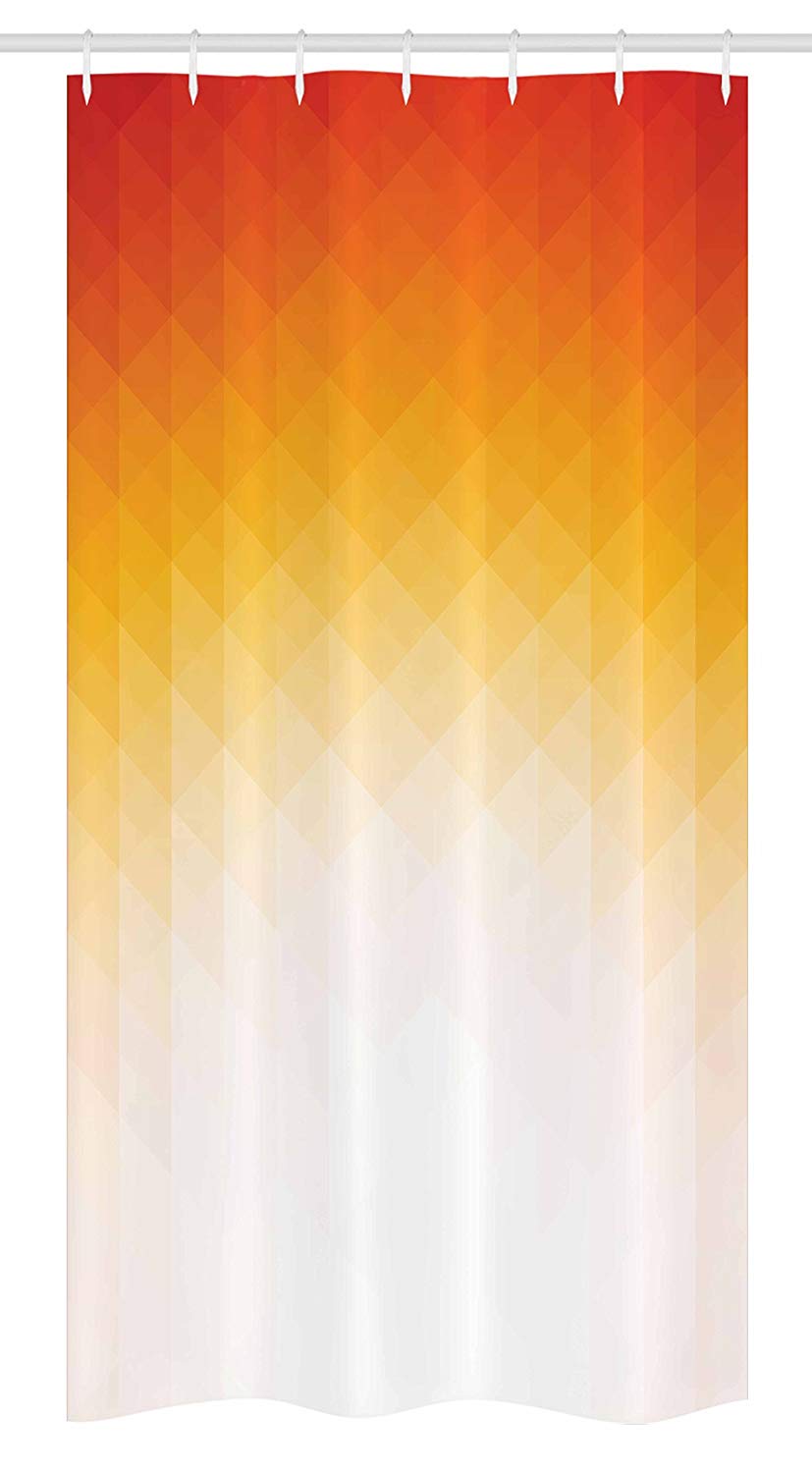 Ambesonne Geometric Stall Shower Curtain, Ombre Geometric Triangle Shape by Digital Gradient Modern Retro Style, Fabric Bathroom Decor Set with Hooks, 36